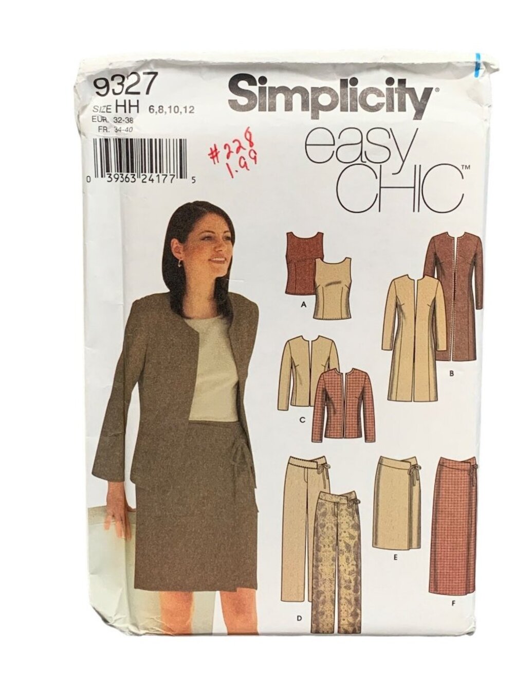 Simplicity 9327 Womens Sewing Pattern Shirt Coat Skirt Pant Size 6-8-10-12 Uncut